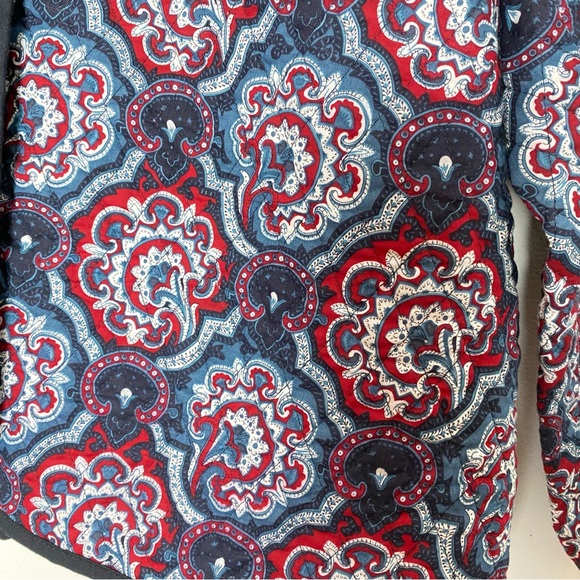 Vintage Quilted Jacket Reversible Womens Size XL Large Bon Worth Paisley Striped - Picture 5 of 11